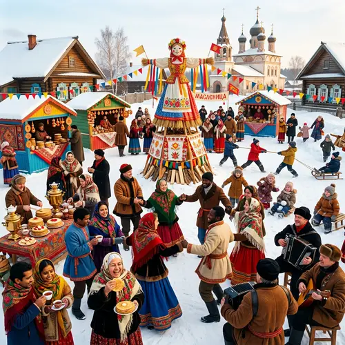 Joyous Multicultural Maslenitsa Festival in Rural Russian Village