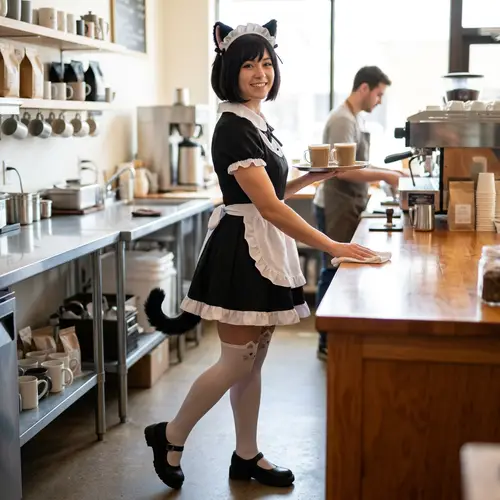 Short and Fit Cat Maid: Adorable Pet Charm