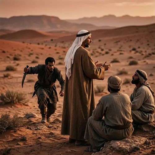 Umayyad Era Historical Scene: Prayer in Desert
