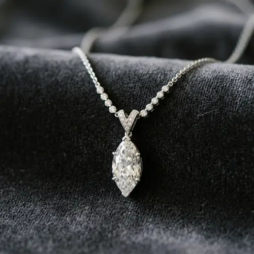 Marquise Cut Diamond Necklace - Classic Elegance