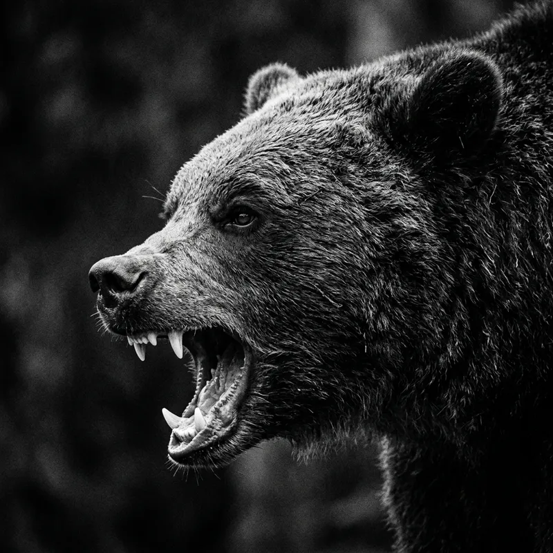 Aggressive Black and White Bear Portrait