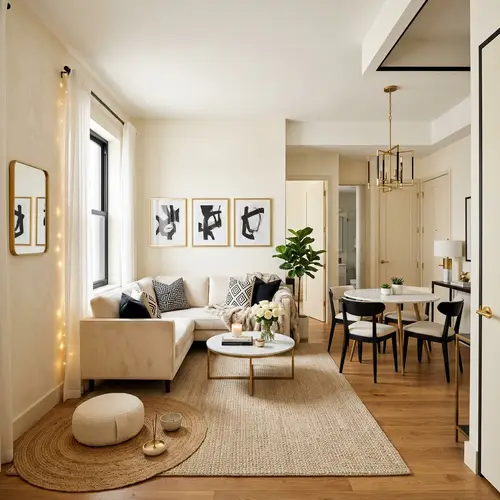 Elegant 2 Bedroom Apartment with Gold Accents