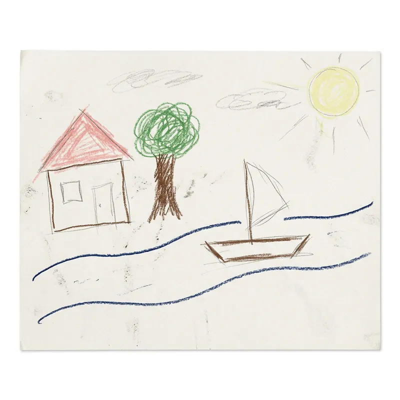 Child's Simple Drawing: Sadness in Colors