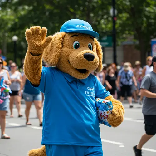 Friendly Moving Mascot Dog Helper