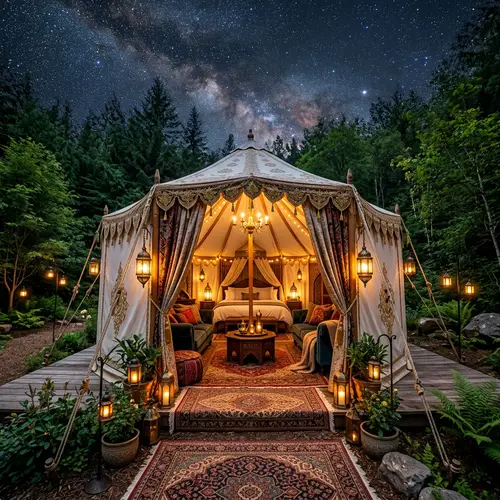 Luxurious Outdoor Tent with Elegant Decor