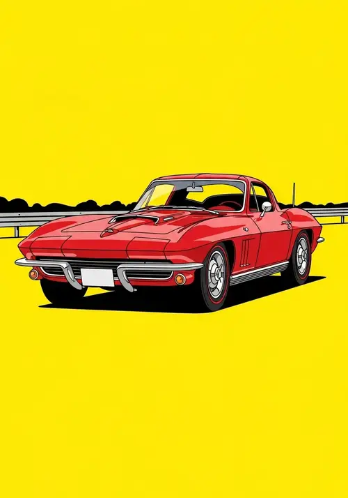 Retro Car in Vibrant Pop-Art Style