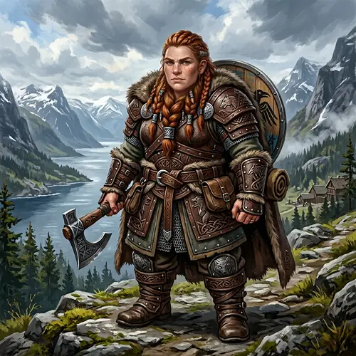 Fantasy Female Dwarf Art in Leather Armor