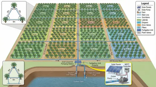 Detailed Aerial View of 100-Acre Oil Palm Plantation