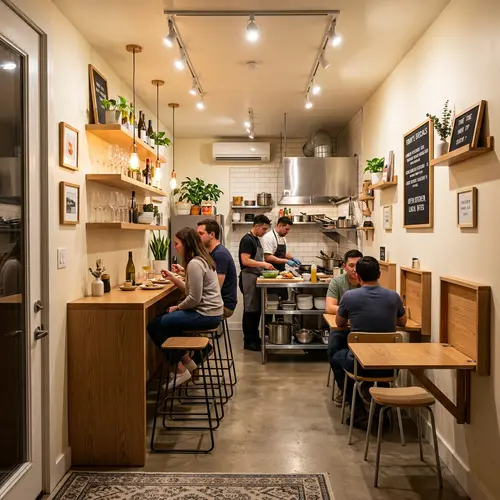 Compact Restaurant Design: Cozy 35 sq ft Space