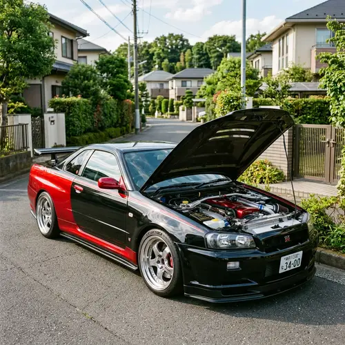 Sleek JDM Car Parked in Suburban Serenity