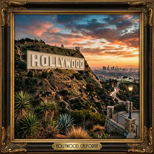 Hollywood Letters in Vintage Aesthetic Frame