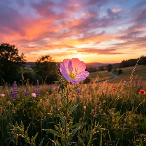 Tranquil Flower in Enchanting Sunset