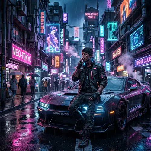 Futuristic Cyberpunk Aesthetic with Neon Lights