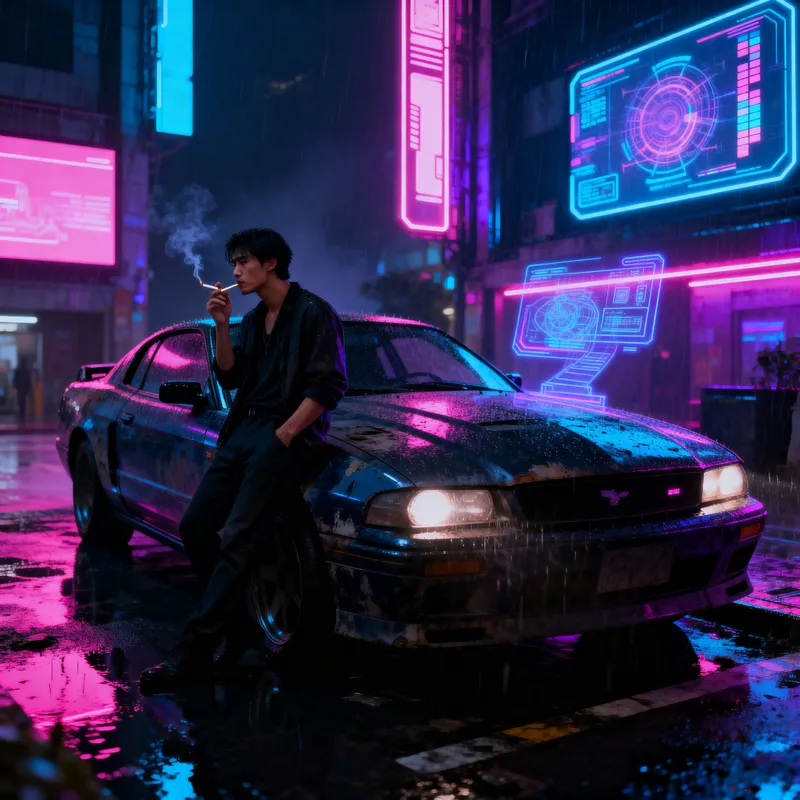 Futuristic Cyberpunk Aesthetic with Neon Lights