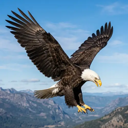 Majestic Eagle Soaring in Blue Sky
