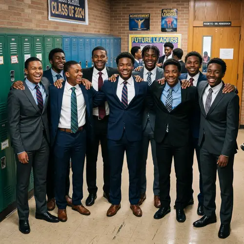 Group of Black Male High School Students in Suits
