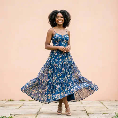 Stylish Black Teen Female in Elegant Dress
