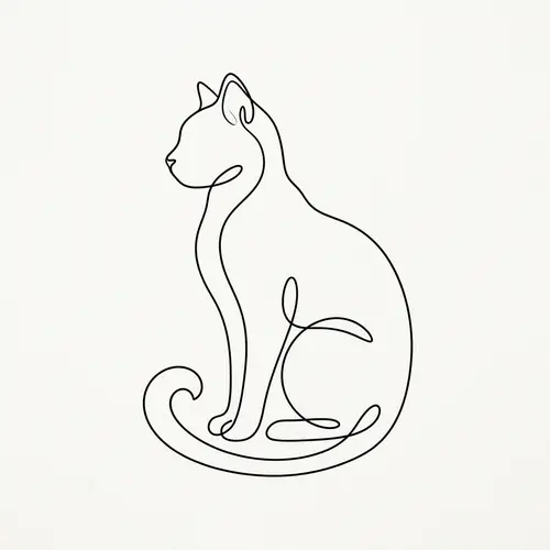Minimalist Cat Illustration - Elegant Black Lines Artwork