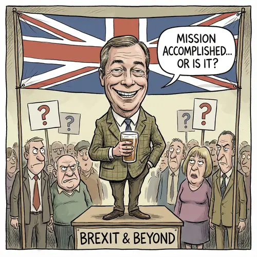 Satirical Cartoon of Smug Nigel Farage