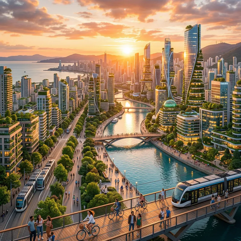 Stunning Panoramic Cityscape at Golden Hour Stunning Panoramic Cityscape at Golden Hour