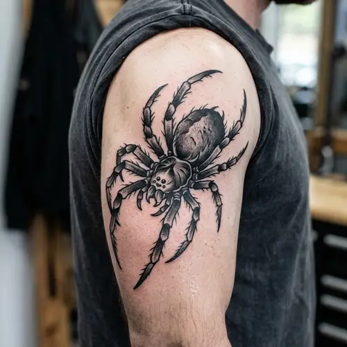 Scary Black and Grey Spider Tattoo Ideas