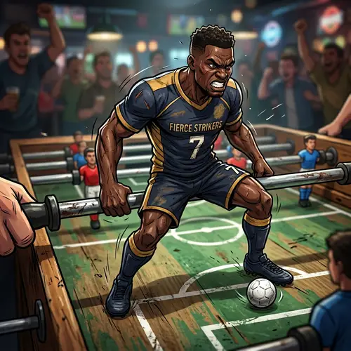Fierce Black Foosball Player | Intense Soccer Figure