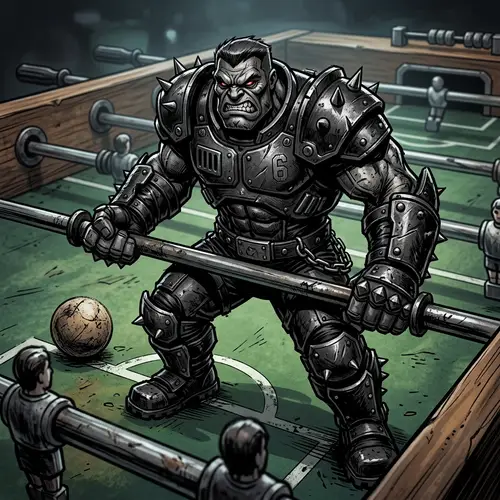 Mean & Tough Animated Foosball Part | Striking Black & Grey Illustration