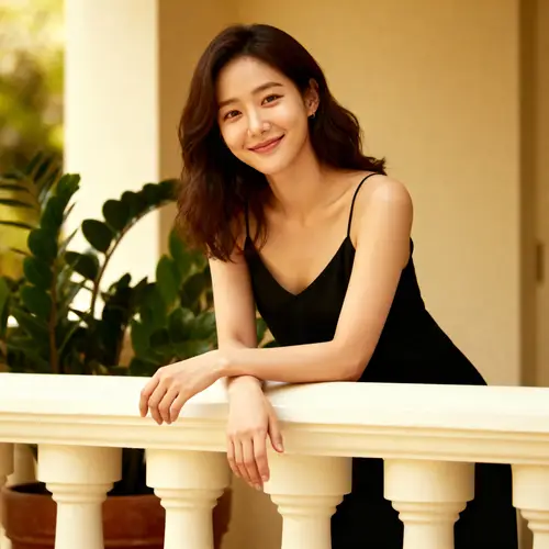 Beautiful South Korean Girl on Balcony