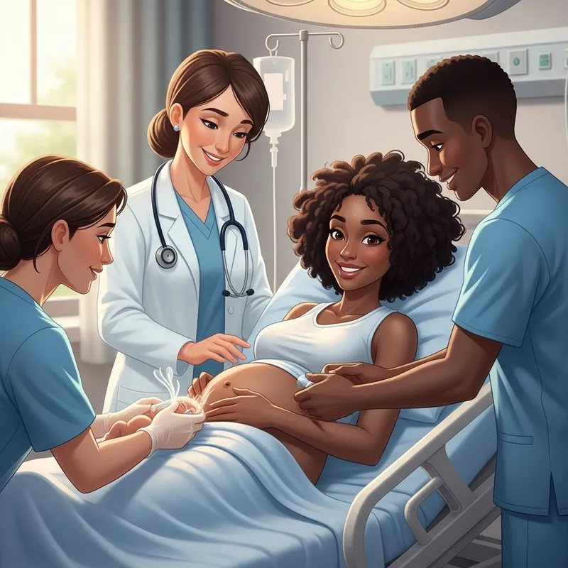 Animated Birth of a Black Pregnant Woman