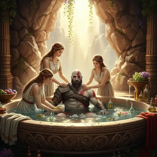 Kratos Takes a Bath with Some Help