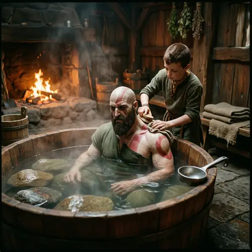 Kratos Takes a Bath with Some Help