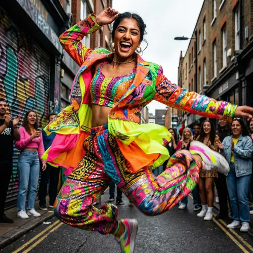 Dynamic Fashion Editorial: Vibrant South Asian Model