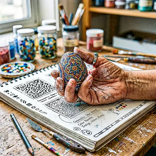 Intricately Decorated Mosaic Eggshell Art by Middle-Eastern Artist