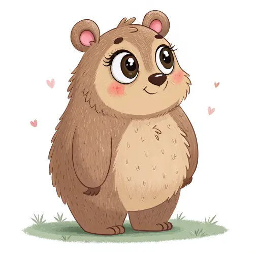 Cute Femboy Bear with Big Eyes and Thighs