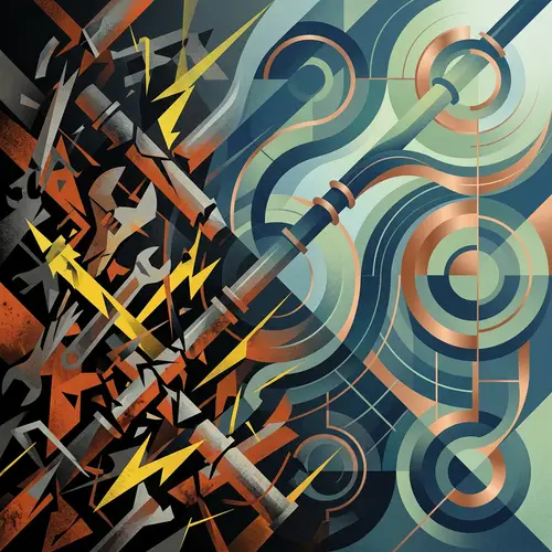 Abstract Representation of Fixing Pipes | Construction Tools Imagery