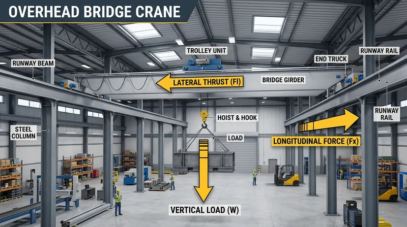 3D Overhead Bridge Crane Infographic for Warehouses