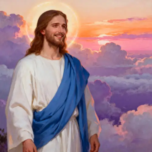 Serene Jesus Christ Portrait at Majestic Sunset