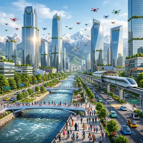 Futuristic Almaty City: Skyline, Transport & Diversity