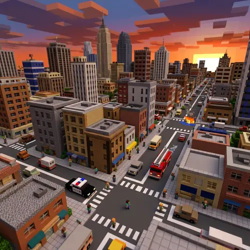 Minecraft-Inspired City: Blocky GTA VI-style World