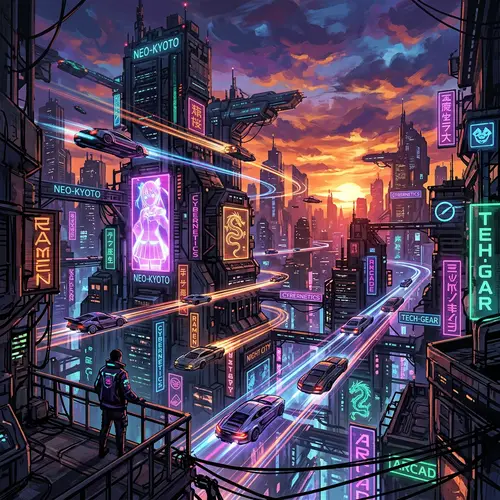 Futuristic Cityscape Digital Painting | Neon Cyberpunk Art