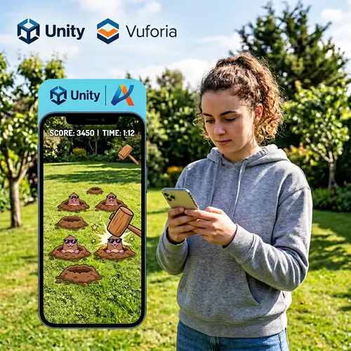 AR Mole Hunting Game in Virtual Reality Garden