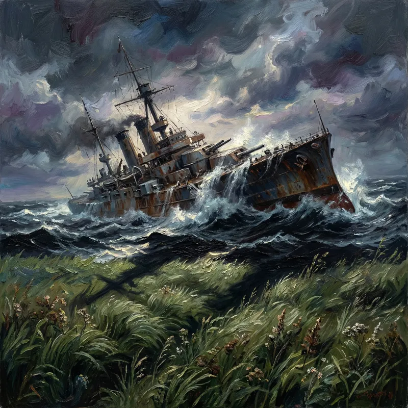 Epic Battleship Sinking Scene - Nature's Redemption