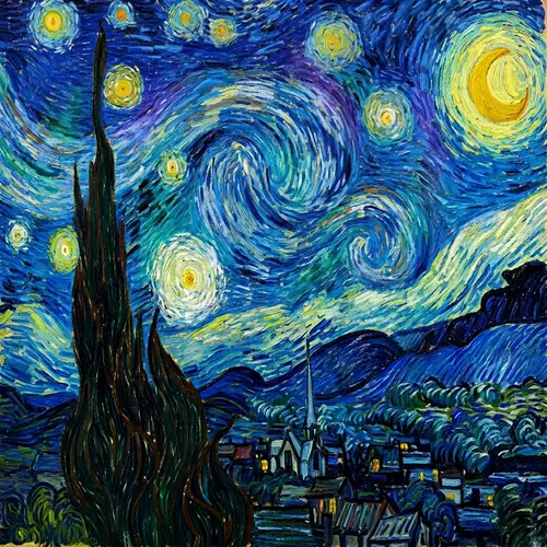 Northern Lights in Van Gogh Starry Night Style