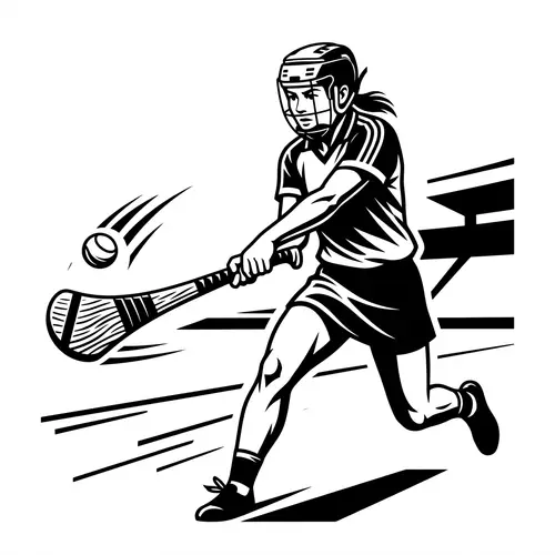 Dynamic Female Camogie Player in Bold Vector Art