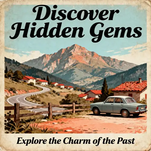 Vintage Travel Postcard with Scenic Landscape