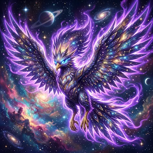Flying/Astral Type Pokémon with Blue Eyes and Purple Aura