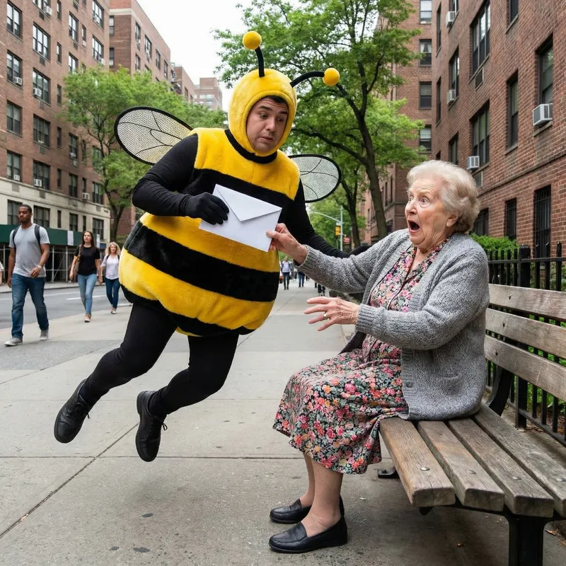 Bee Costume Thief Steals Pension from Grandma in Urban Park