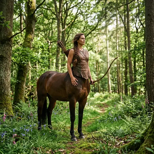Graceful Female Centaur in Tranquil Forest Setting