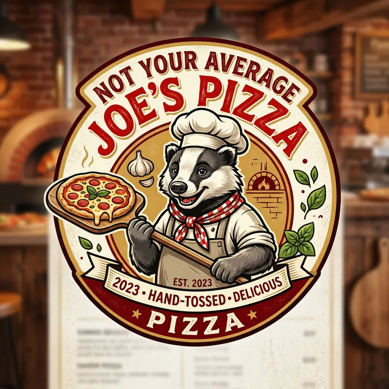 Not Your Average Joe's Pizza - Badger Mascot Logo