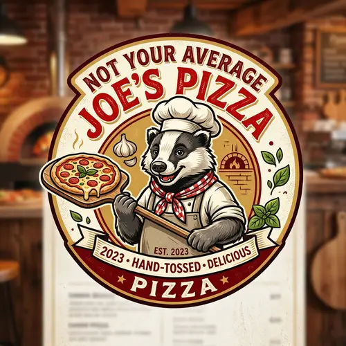 Not Your Average Joe's Pizza - Badger Mascot Logo